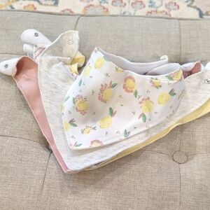 Floral and Pink Baby Bandana Bib Set